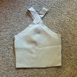 Forever 21 gray crop top criss cross neck